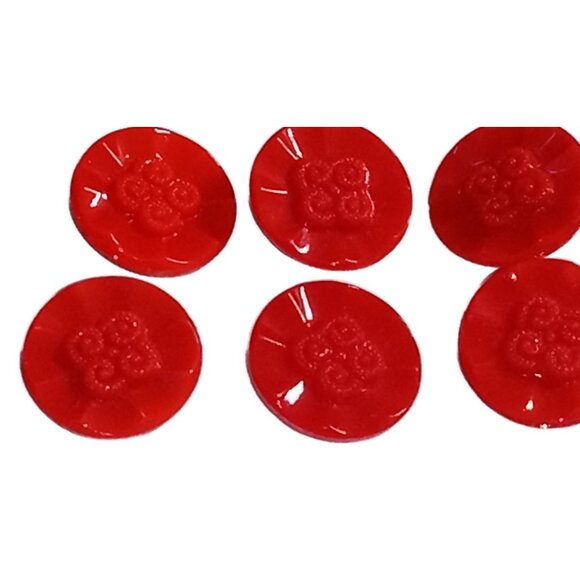 1930s Deep Red Vintage Czechoslovakian Glass Buttons, Crafting Supplies - Picture 3 of 5